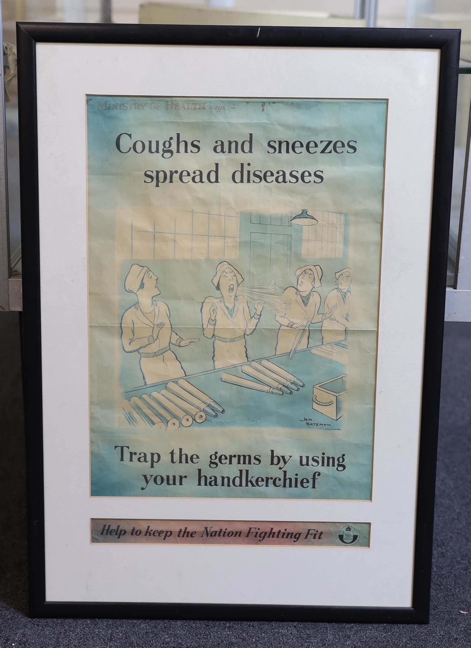 After H.M. Bateman, colour print, Ministry of Health poster, 47 x 34cm